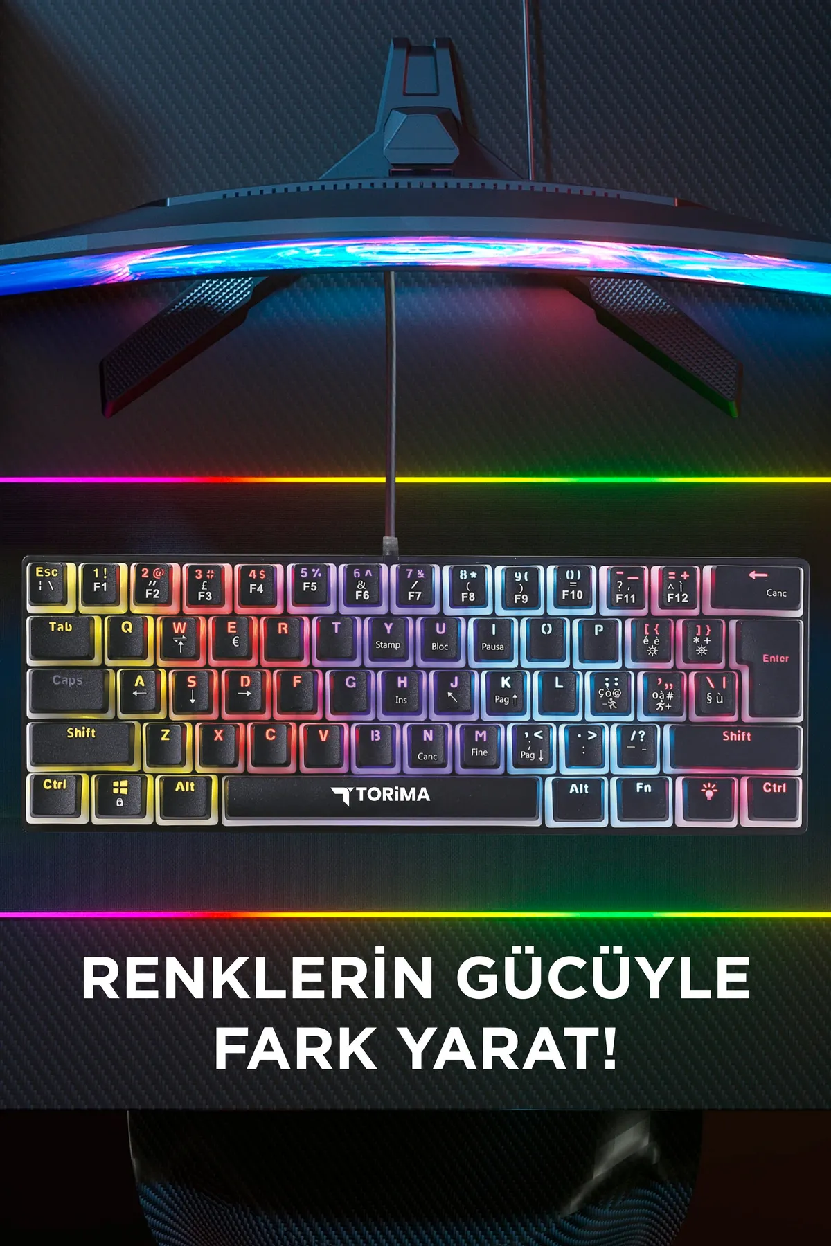 Torima Tk-04 Siyah Kablolu Mekanik Blue Switch Rgb Işıklı Kablolu Q Klavye